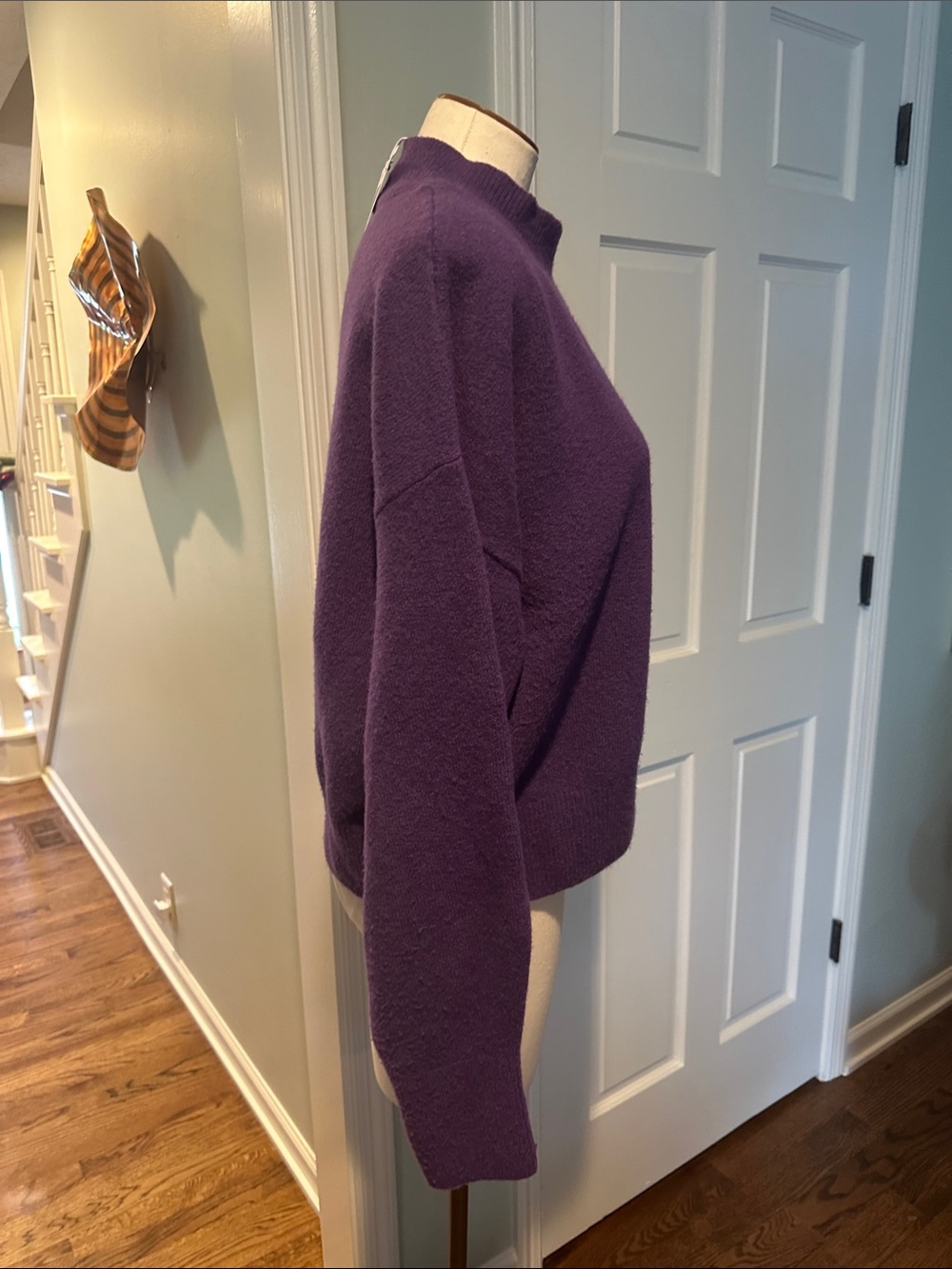 NWT Atelier & Other Stories Sz Large Cozy Mock Neck Sweater Deep Purple - Picture 4 of 7